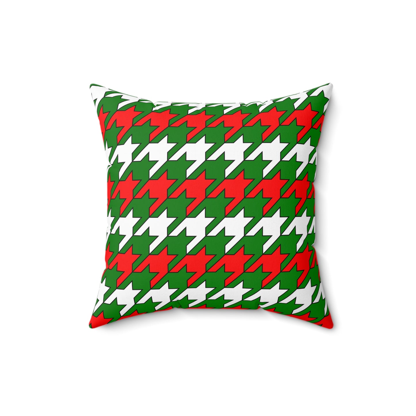 Green, White, Red Retro Houndstooth Cushion Pillow