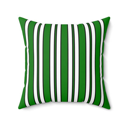 Green, White Retro Stripes Cushion Pillow