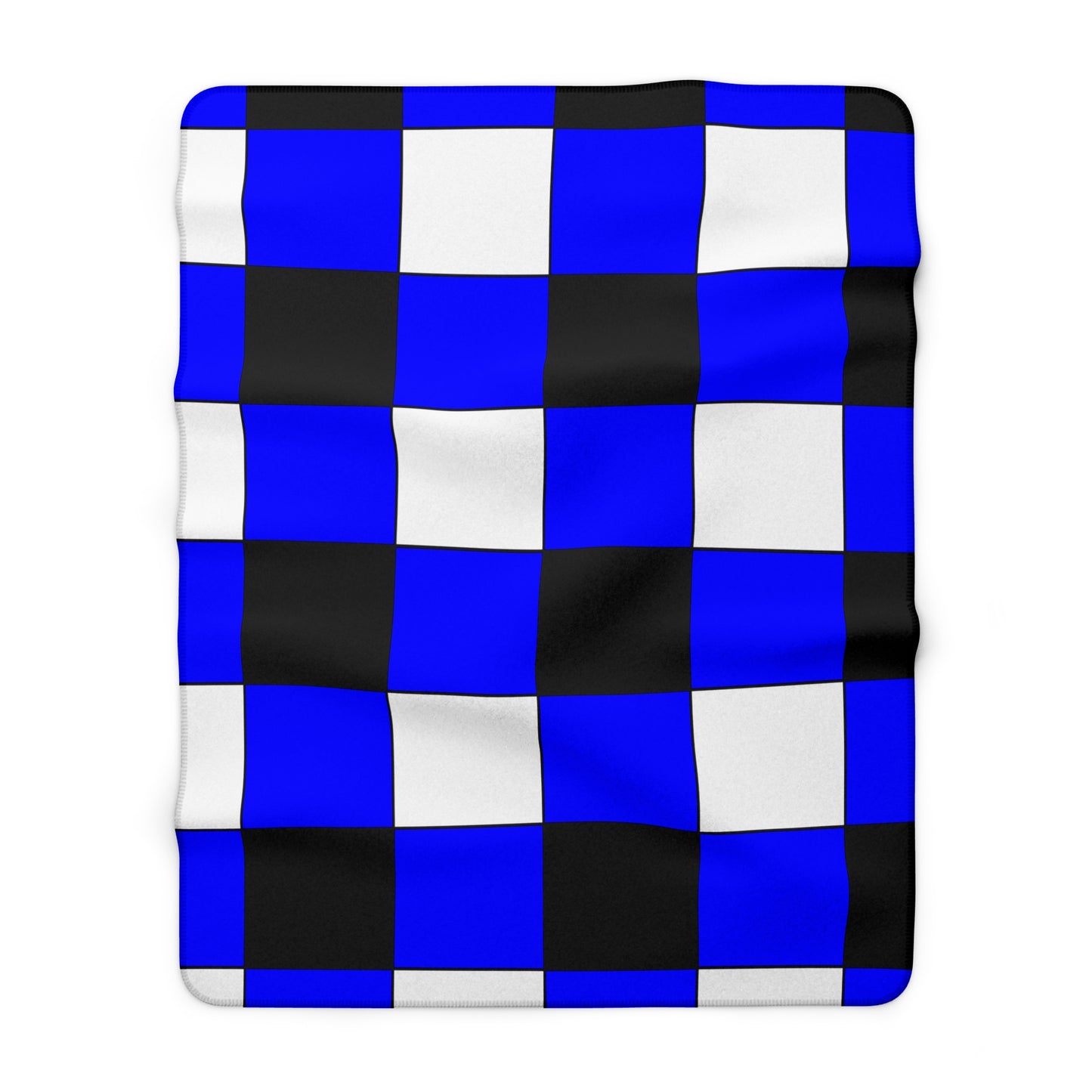 Blue, Black, White Retro Check Blanket Throw