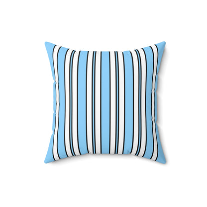 Light Blue, White Retro Stripes Cushion Pillow