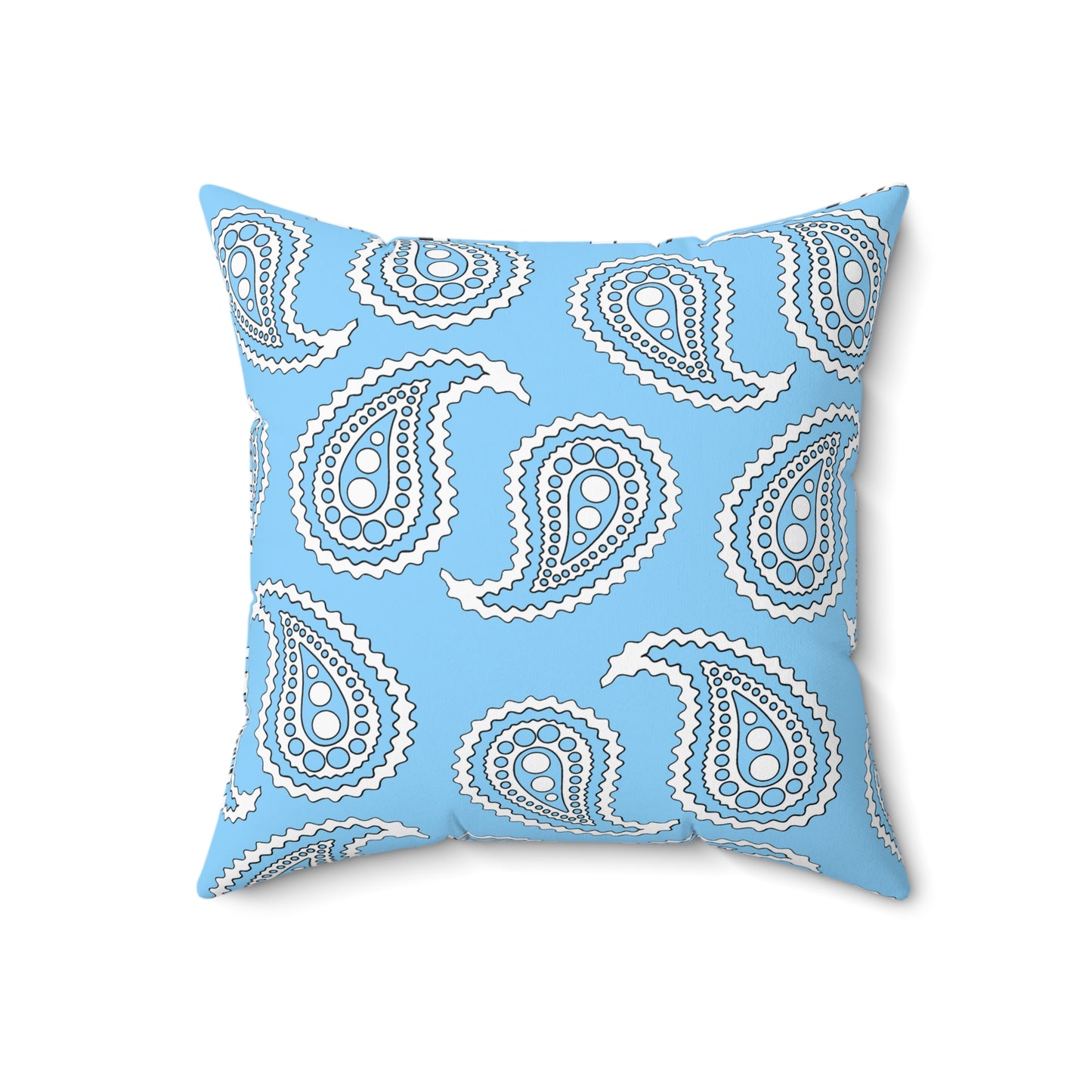 Light Blue, White Retro Paisley Cushion Pillow