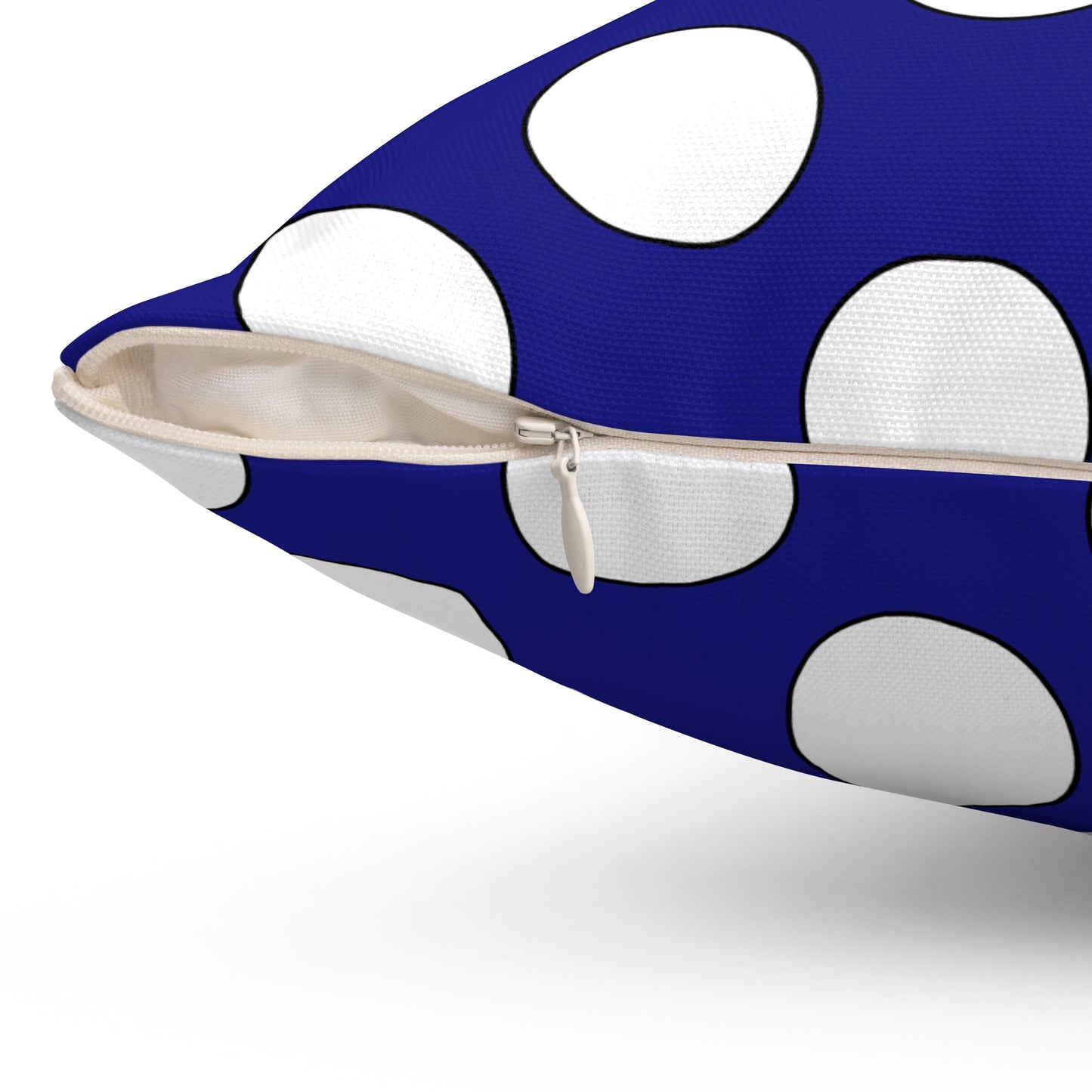 Navy Blue, White Retro Polka Dots Cushion Pillow
