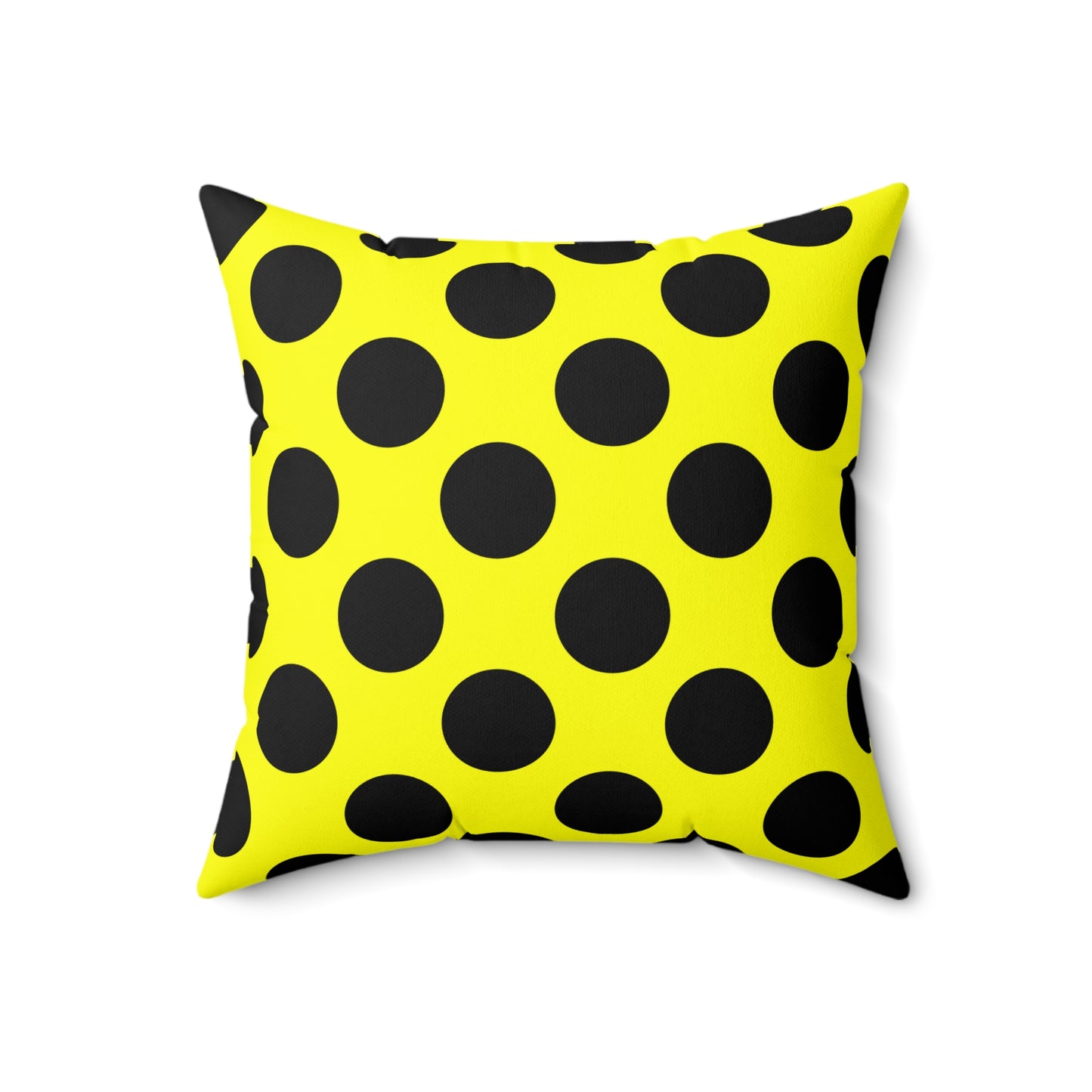 Yellow, Black Retro Polka Dots Cushion Pillow