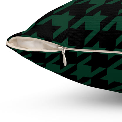 Dark Green, Black Retro Houndstooth Cushion Pillow