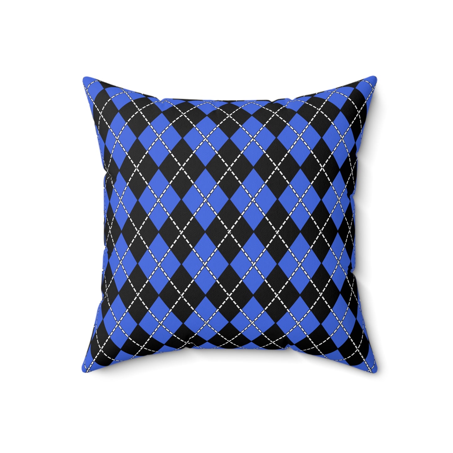 Royal Blue, Black Retro Argyle Cushion Pillow
