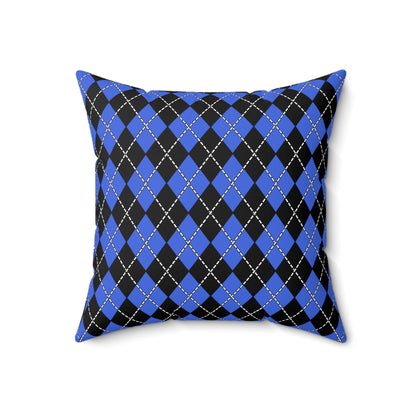 Royal Blue, Black Retro Argyle Cushion Pillow