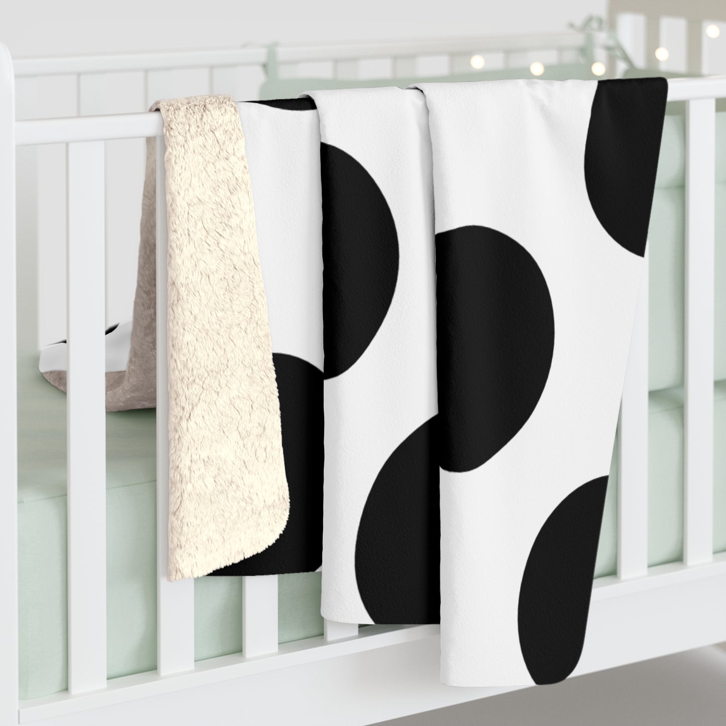 White, Black Retro Polka Dots Blanket Throw
