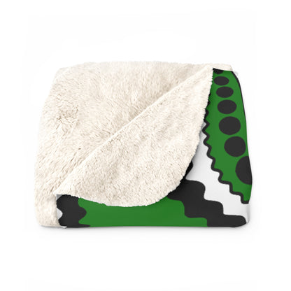 Green, Black, White Retro Paisley Blanket Throw