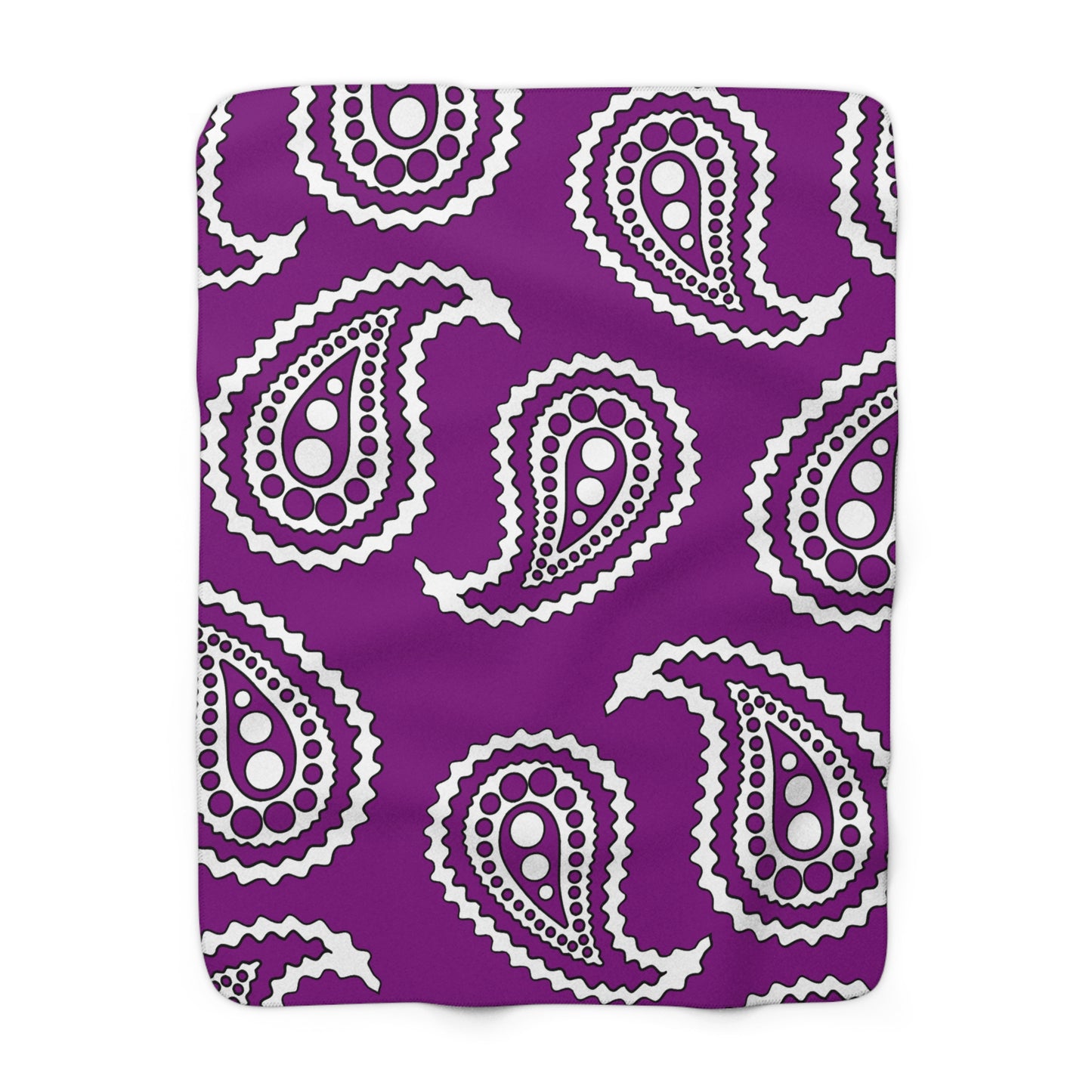 Purple, White Retro Paisley Blanket Throw