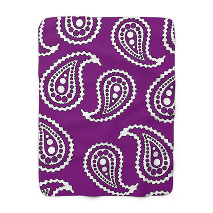 Purple, White Retro Paisley Blanket Throw