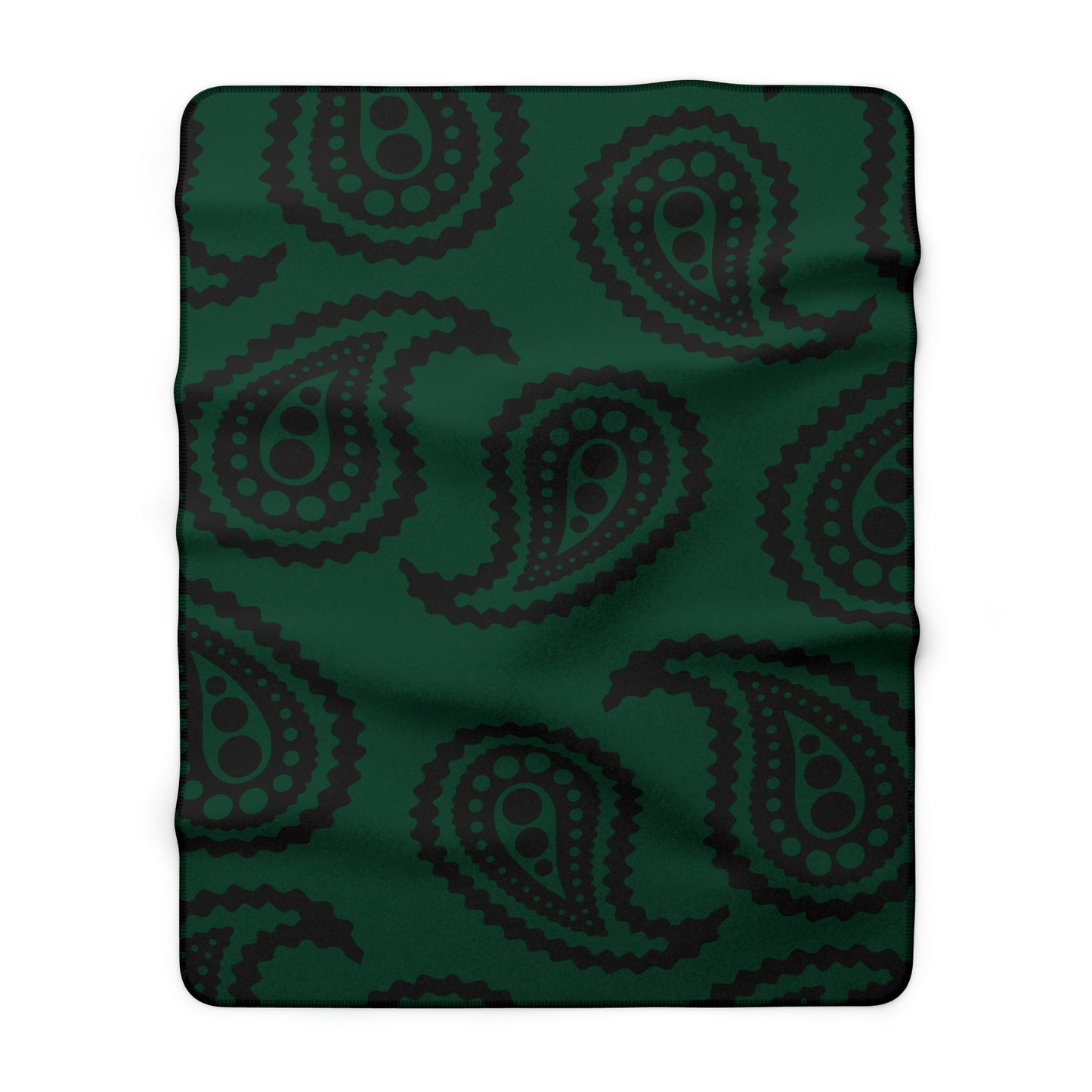 Dark Green, Black Retro Paisley Blanket Throw