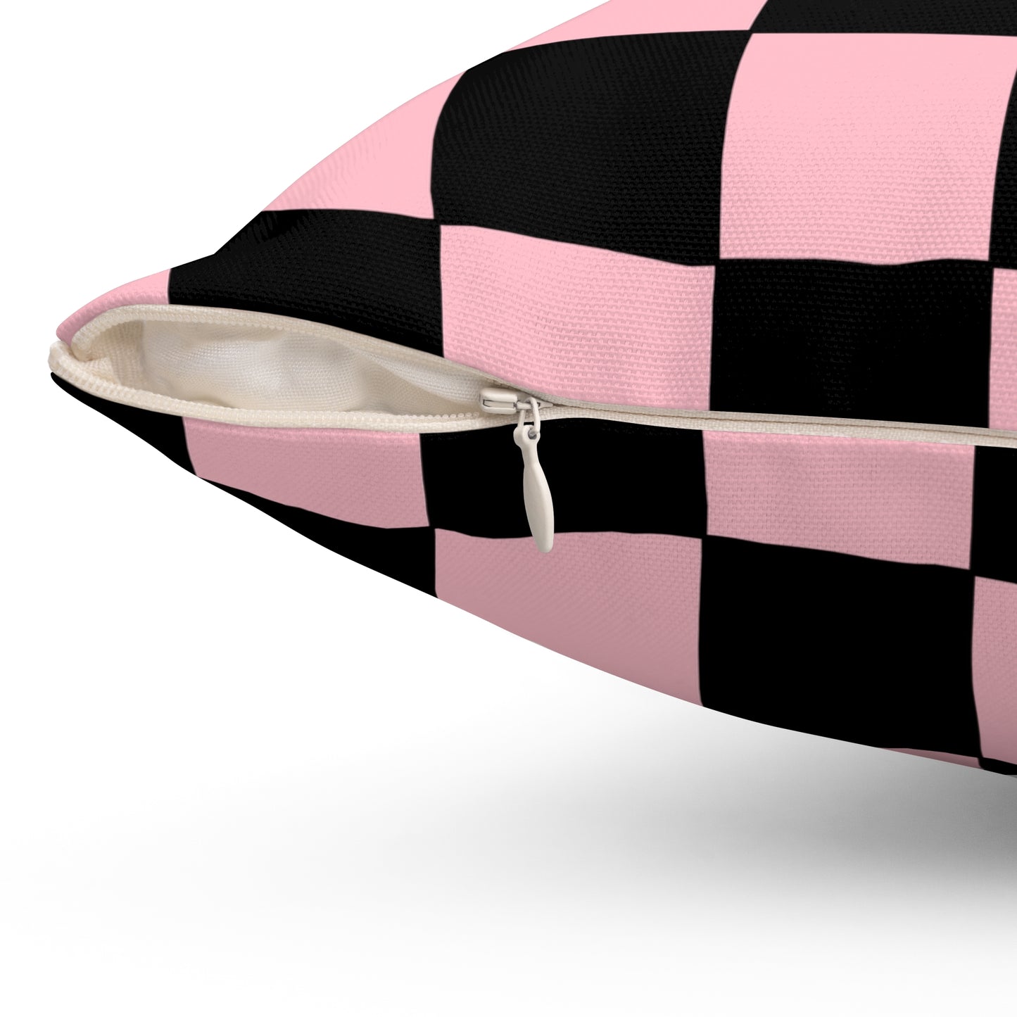 Pink, Black Retro Check Cushion Pillow