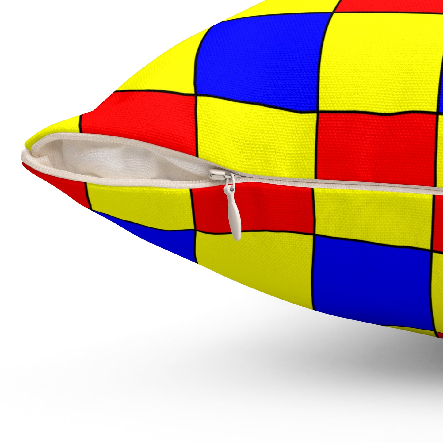 Yellow, Blue, Red Retro Check Cushion Pillow