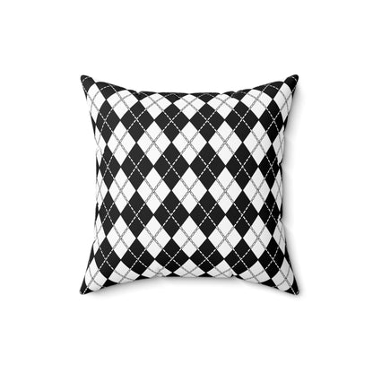 Black, White Retro Argyle Cushion Pillow
