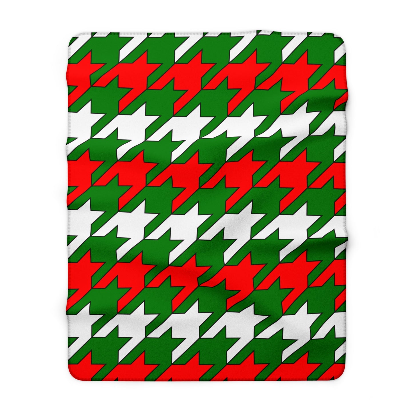 Green, White, Red Retro Houndstooth Blanket Throw