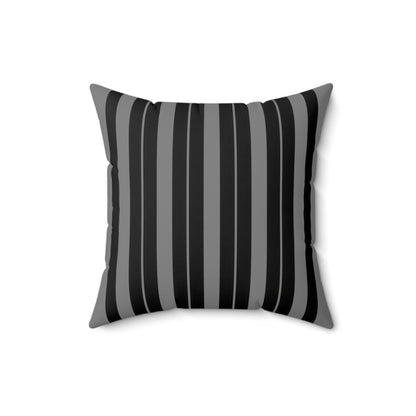 Grey, Black Retro Stripes Cushion Pillow