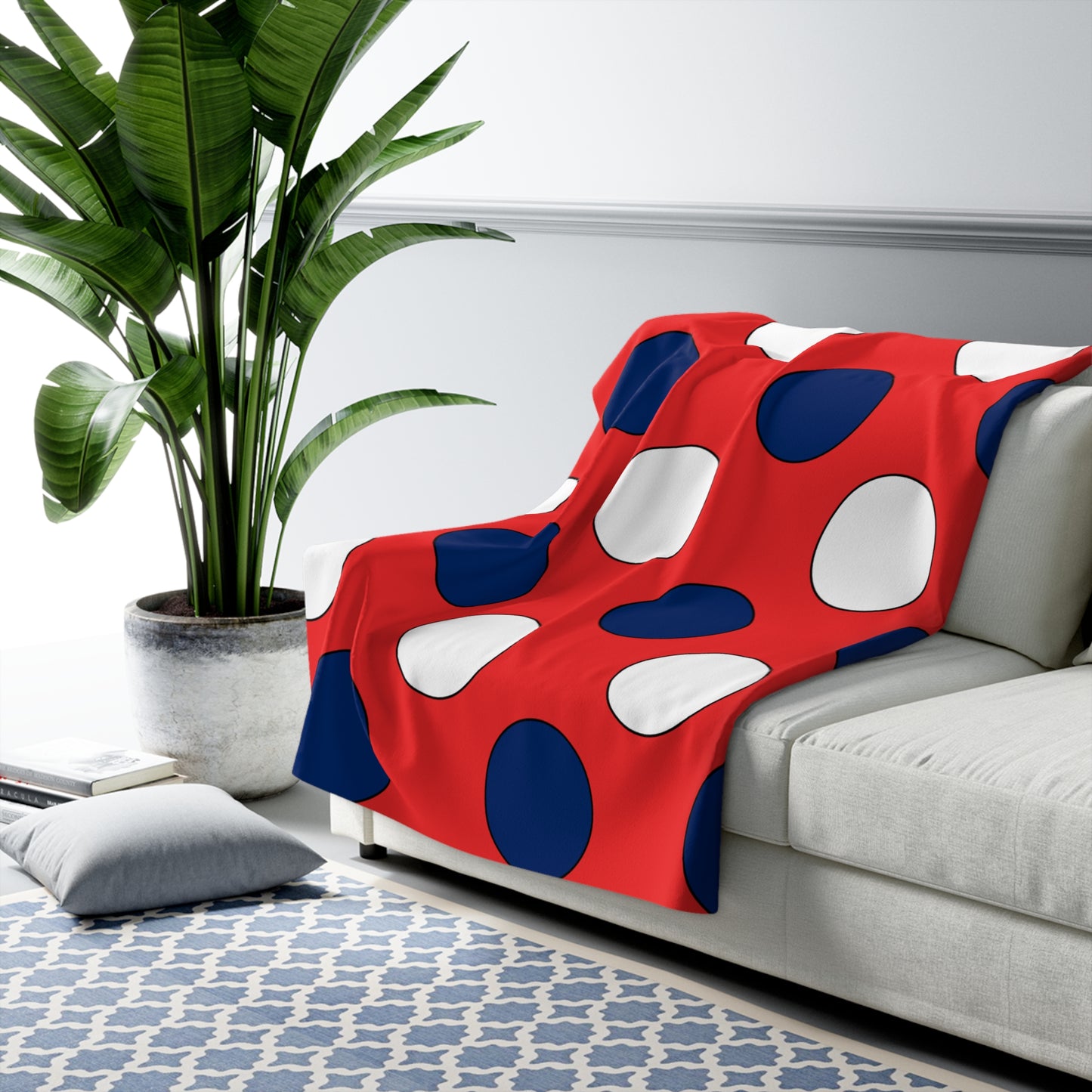 Svalbard And Jan Mayen Retro Polka Dots Blanket Throw
