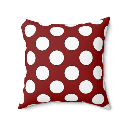Dark Red, White Retro Polka Dots Cushion Pillow