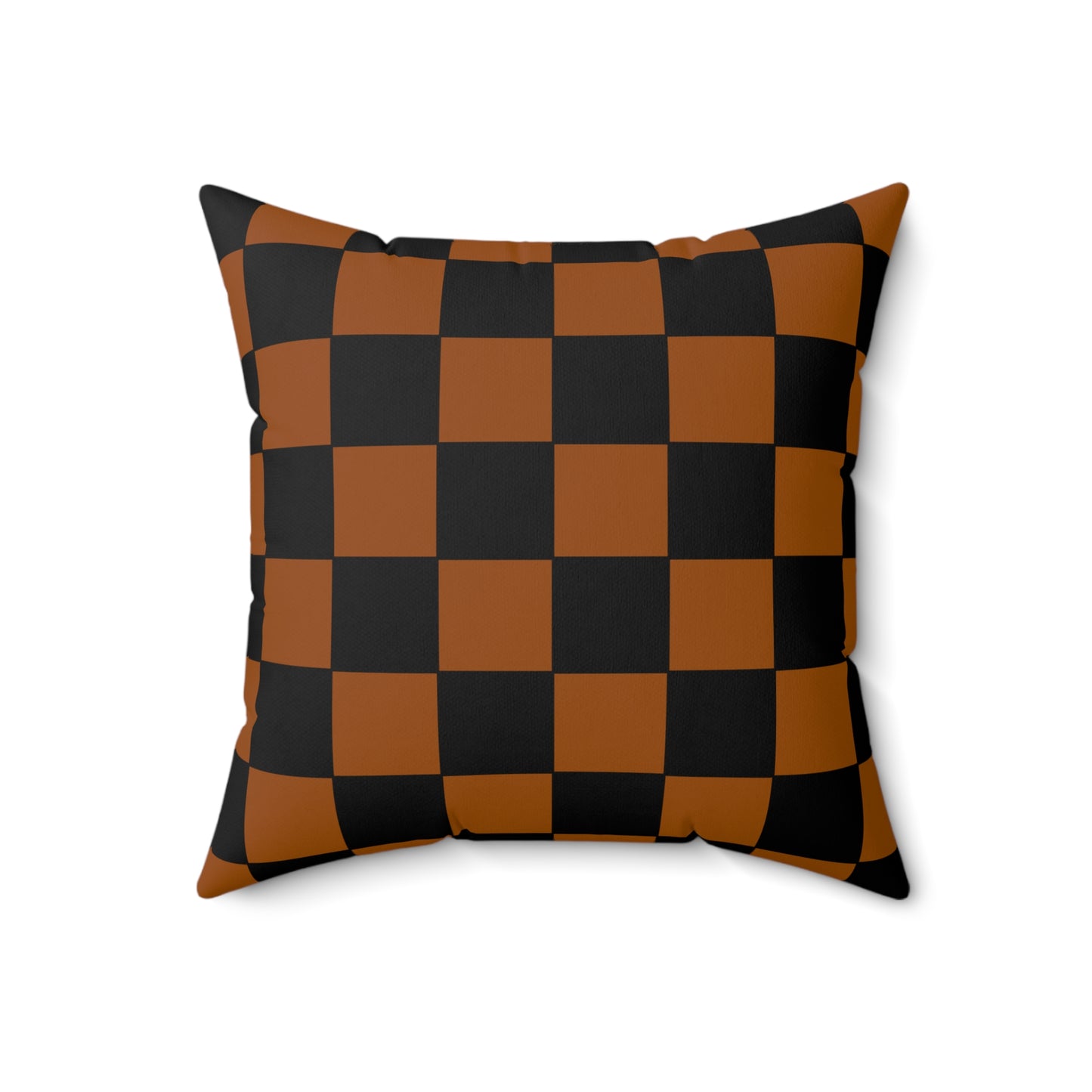 Brown, Black Retro Check Cushion Pillow