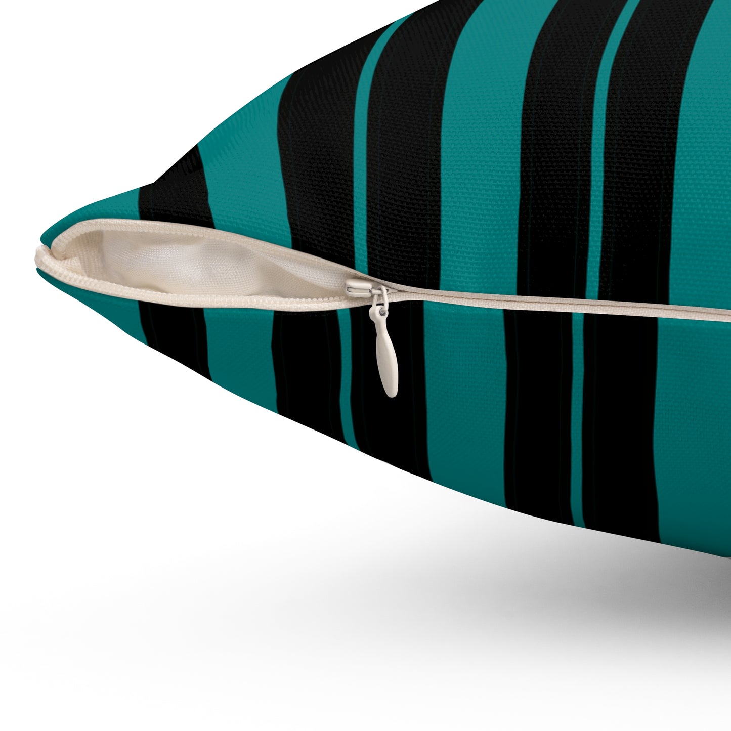 Teal, Black Retro Stripes Cushion Pillow
