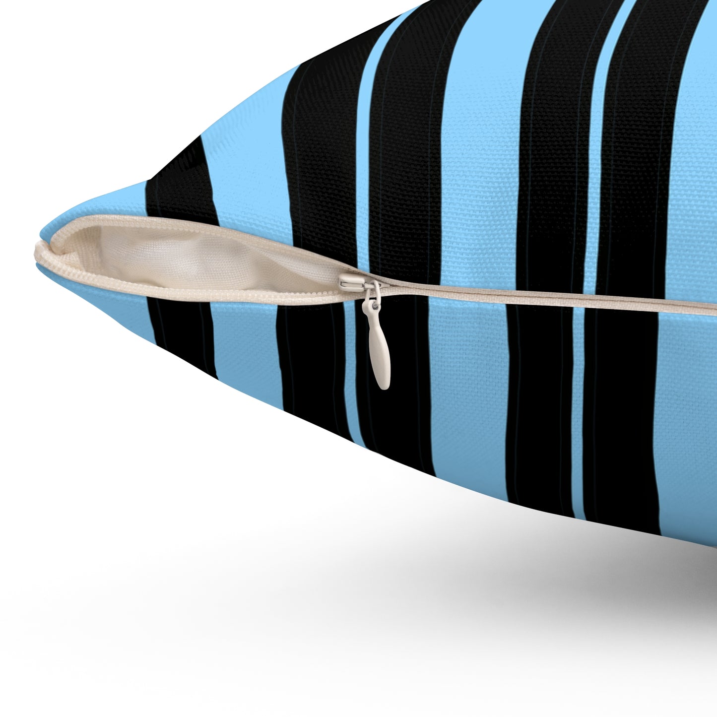 Light Blue, Black Retro Stripes Cushion Pillow