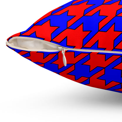 Blue, Red Retro Houndstooth Cushion Pillow