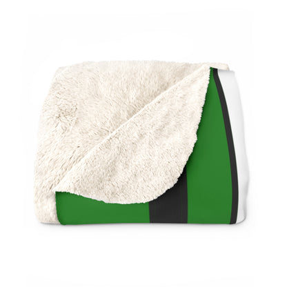 Green, Black, White Retro Stripes Blanket Throw