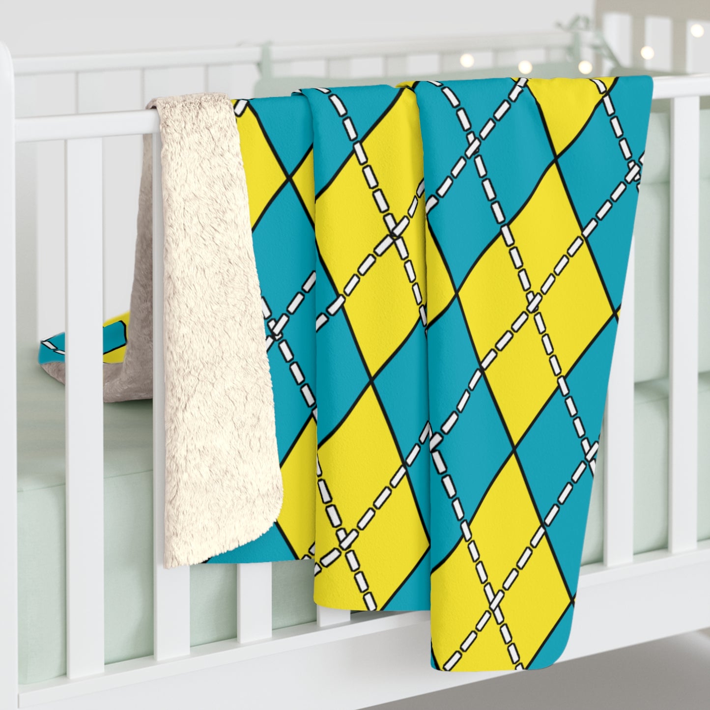 Kazakhstan Retro Argyle Blanket Throw
