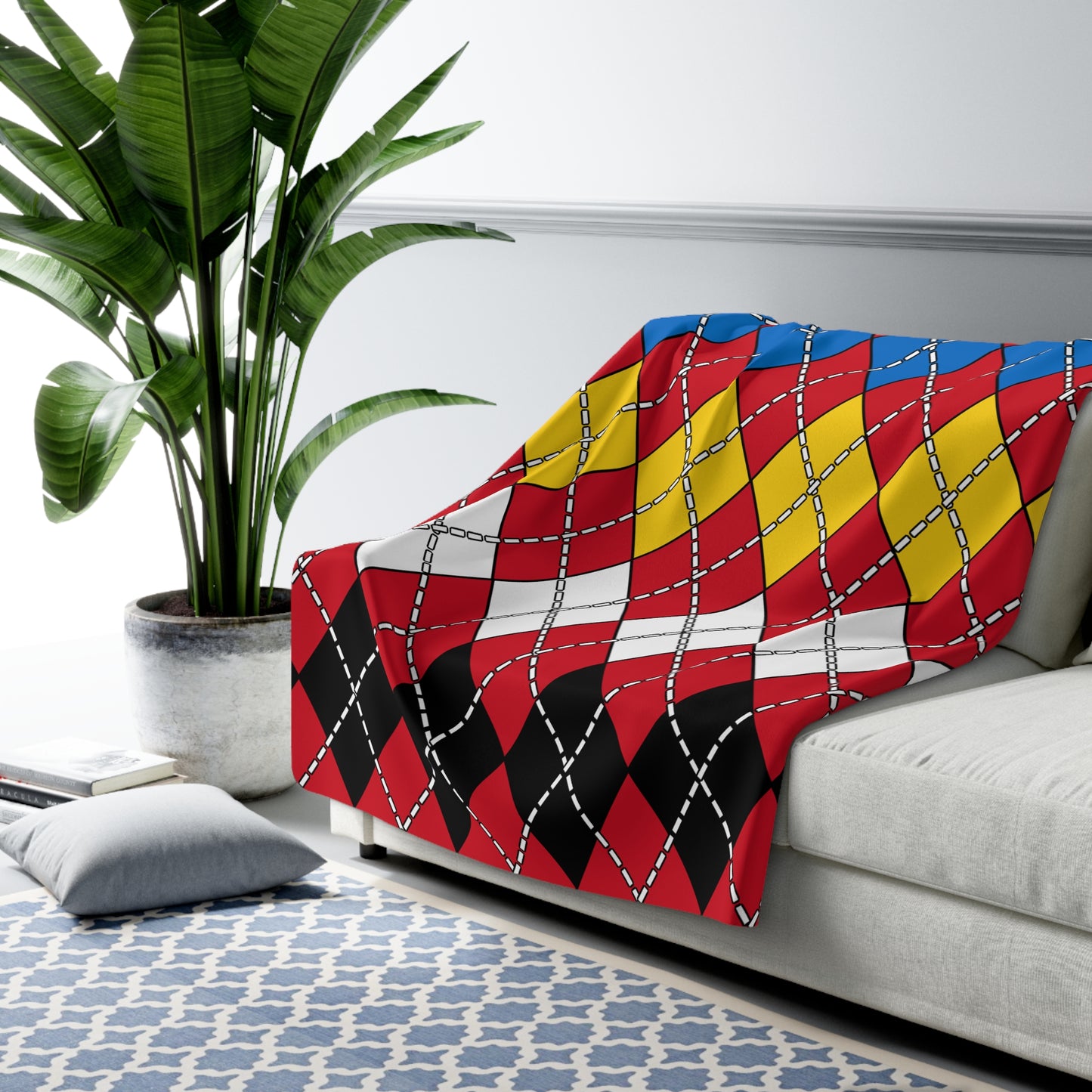 Antigua And Barbuda Retro Argyle Blanket Throw