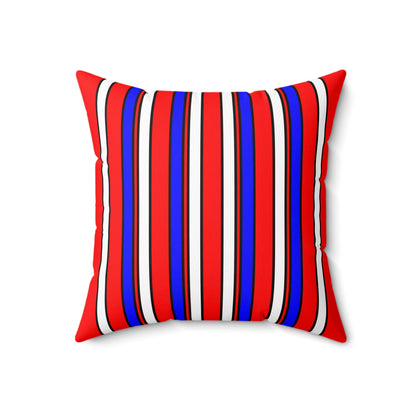 Red, White, Blue Retro Stripes Cushion Pillow