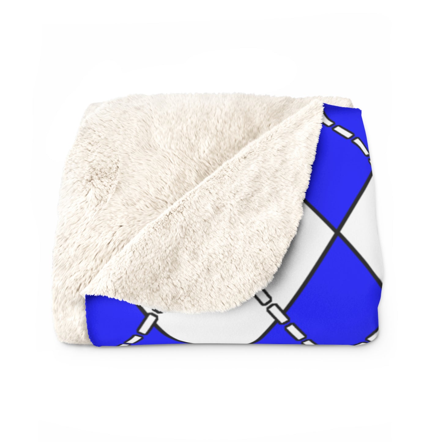 Blue, White, Red Retro Argyle Blanket Throw