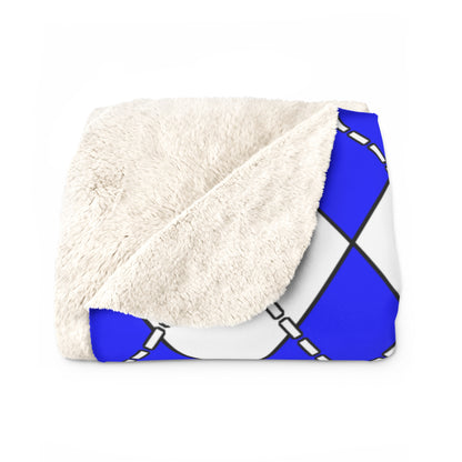 Blue, White, Red Retro Argyle Blanket Throw