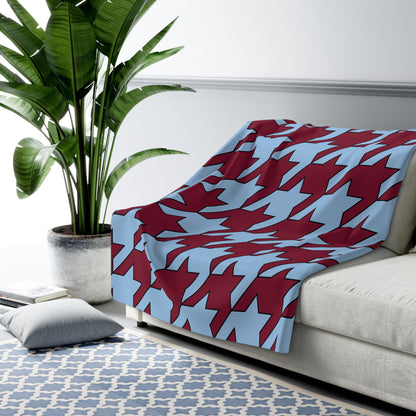 Claret, Blue Retro Houndstooth Blanket Throw