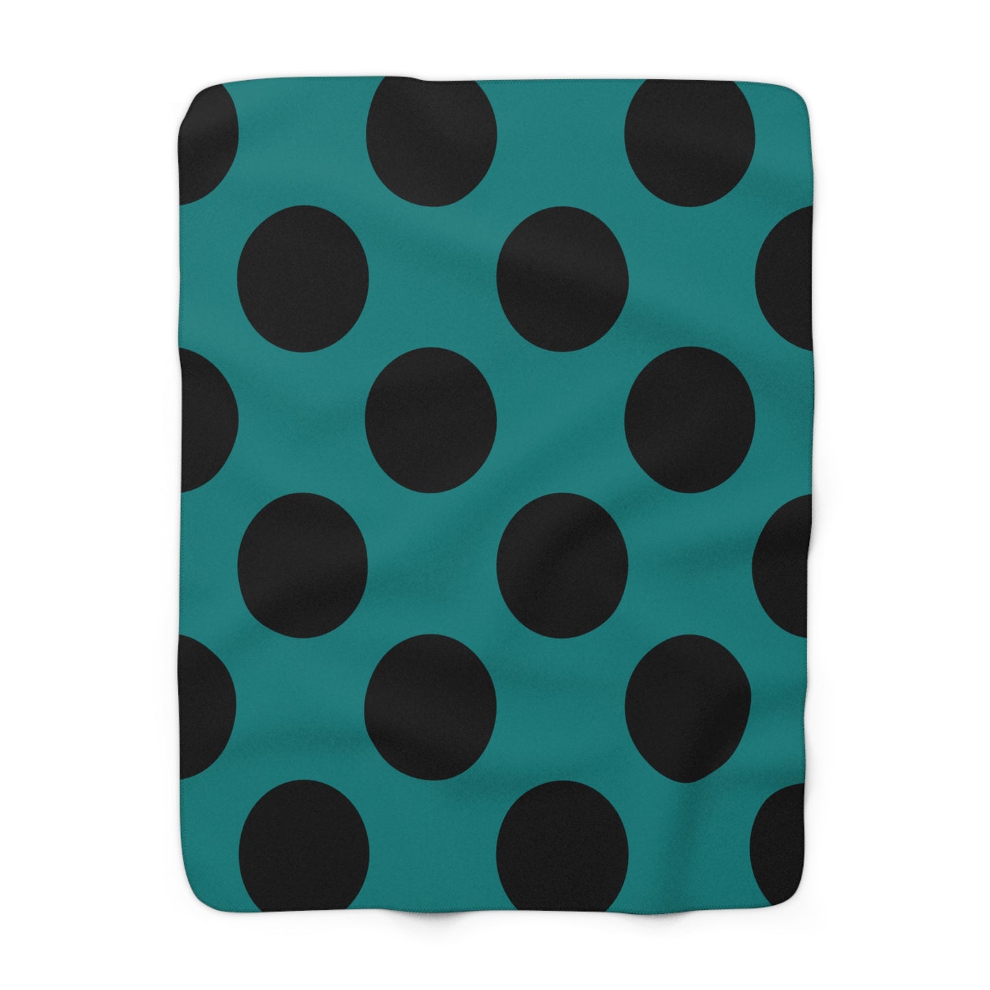 Teal, Black Retro Polka Dots Blanket Throw