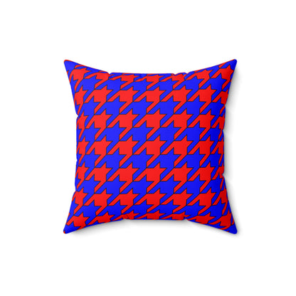 Red, Blue Retro Houndstooth Cushion Pillow