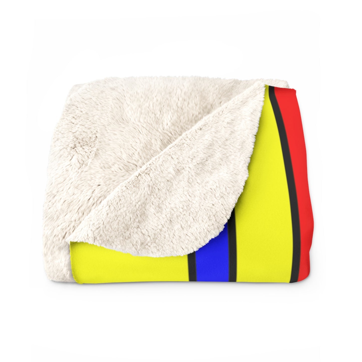 Yellow, Blue, Red Retro Stripes Blanket Throw