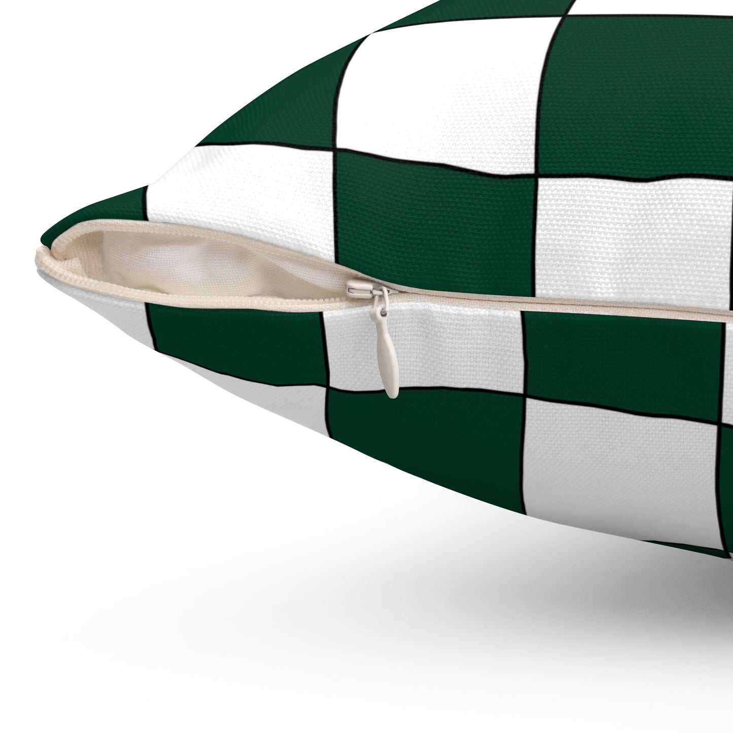 Dark Green, White Retro Check Cushion Pillow