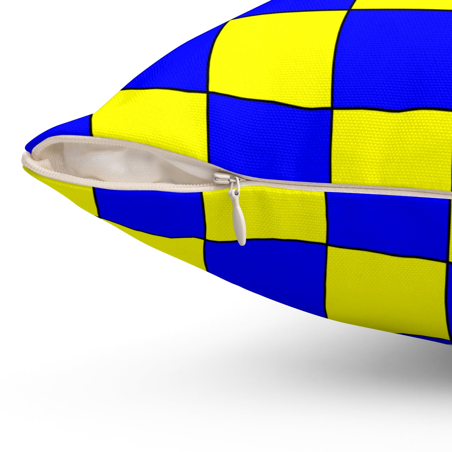 Blue, Yellow Retro Check Cushion Pillow
