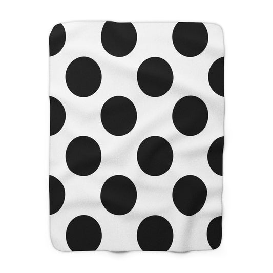 White, Black Retro Polka Dots Blanket Throw