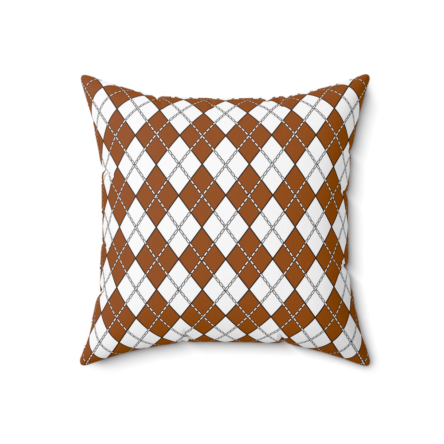 Brown, White Retro Argyle Cushion Pillow