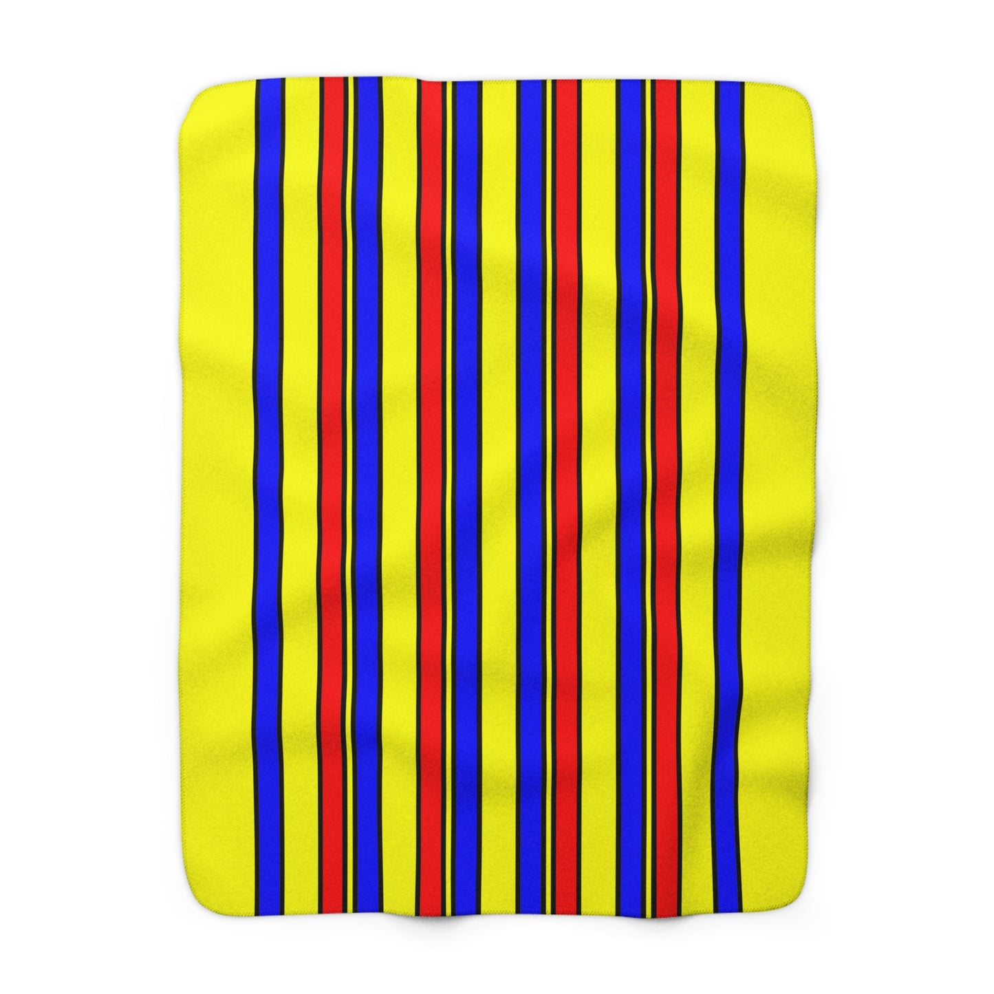 Yellow, Blue, Red Retro Stripes Blanket Throw