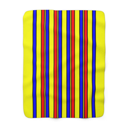 Yellow, Blue, Red Retro Stripes Blanket Throw