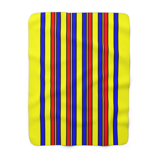 Yellow, Blue, Red Retro Stripes Blanket Throw