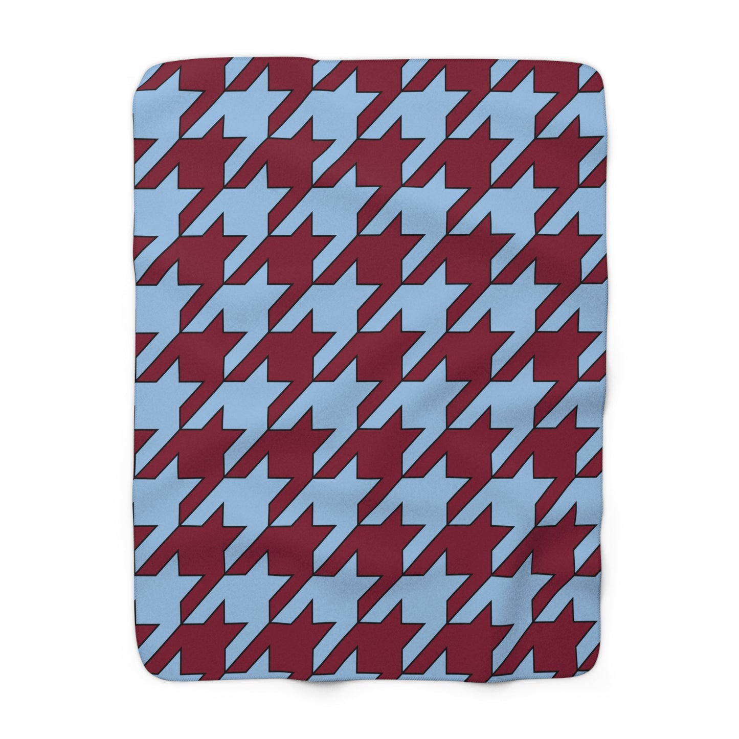 Claret, Blue Retro Houndstooth Blanket Throw