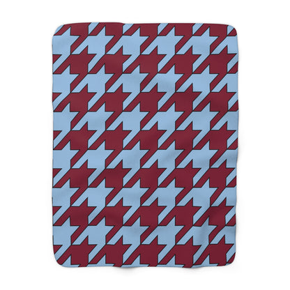 Claret, Blue Retro Houndstooth Blanket Throw