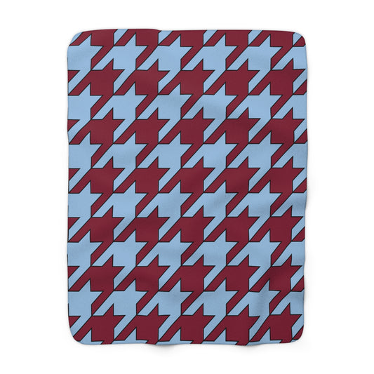 Claret, Blue Retro Houndstooth Blanket Throw