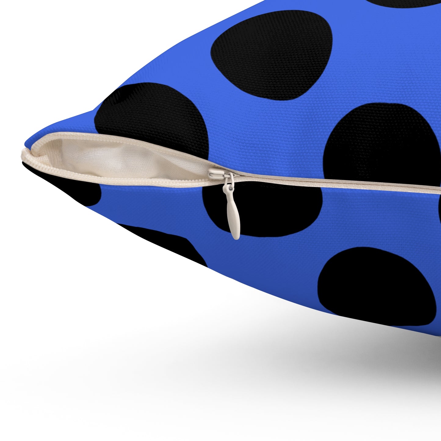 Royal Blue, Black Retro Polka Dots Cushion Pillow
