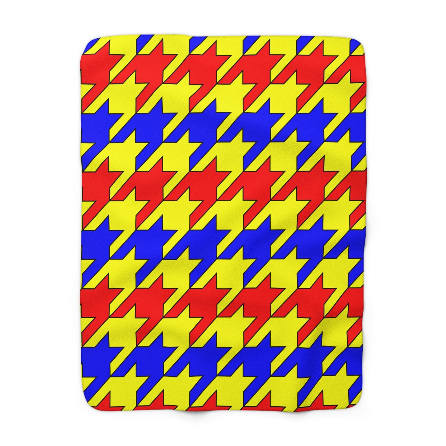 Yellow, Blue, Red Retro Houndstooth Blanket Throw