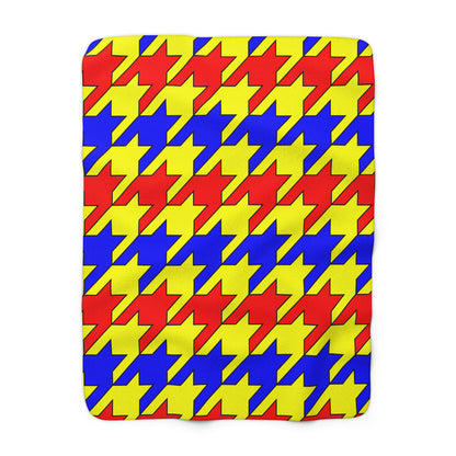 Yellow, Blue, Red Retro Houndstooth Blanket Throw