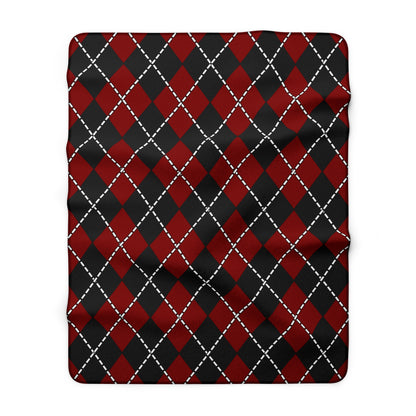 Maroon, Black Retro Argyle Blanket Throw